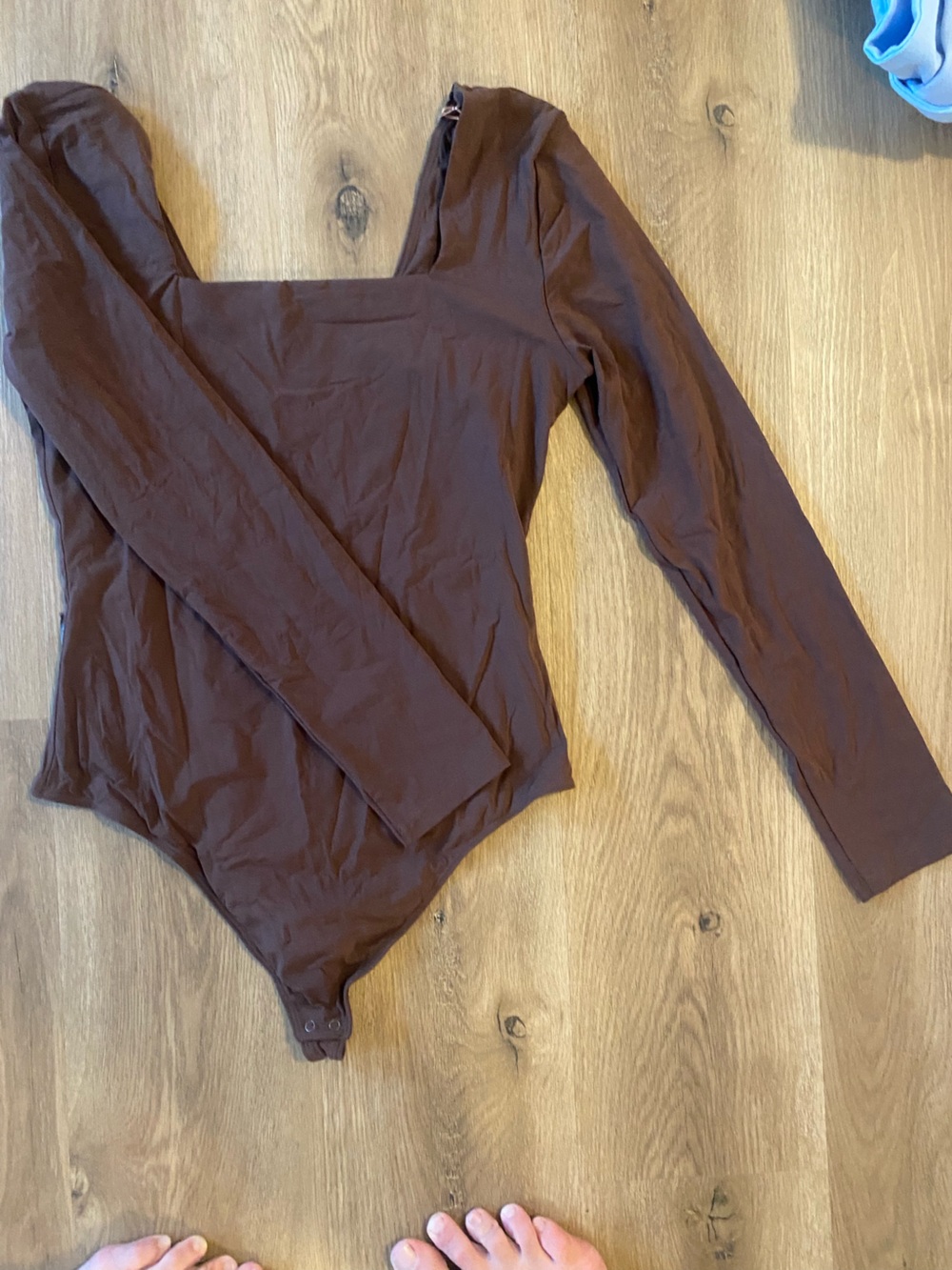 Quince Chocolate Square Neck Long-Sleeve Bodysuit
